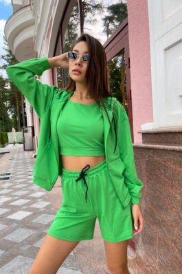 Женский летний костюм тройка с шортами