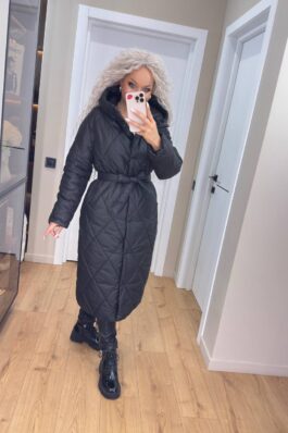 Женское зимнее стеганое пальто с капюшоном